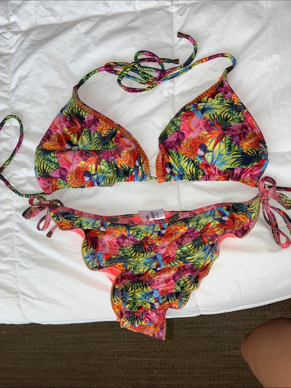 Tropical Floral Tie-String Bikini - Multicolor